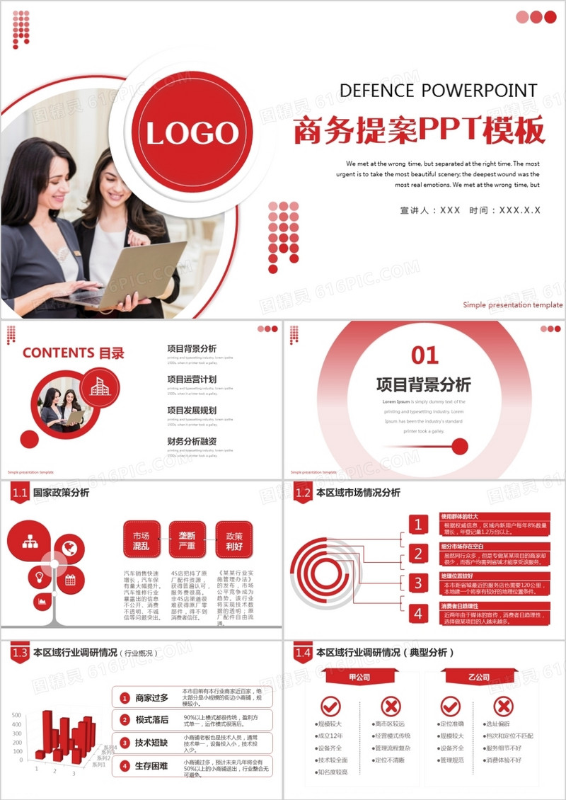 红色商务商业融资计划书PPT模板