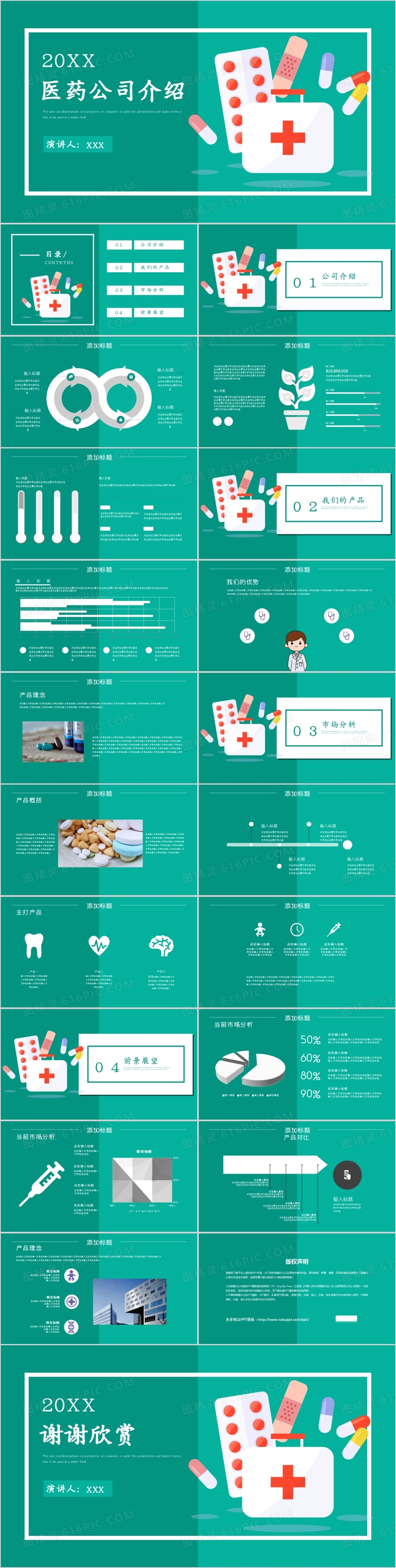 绿色扁平医药公司介绍PPT模板