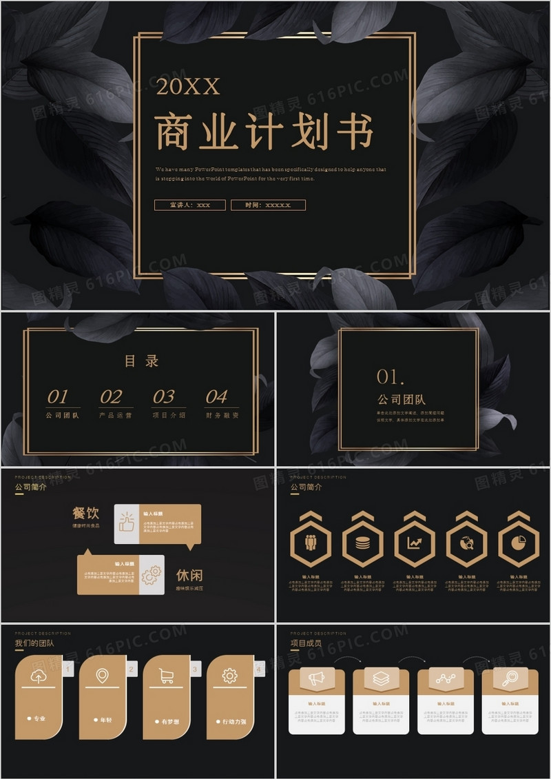 黑金高端大气创业融资计划书PPT模板