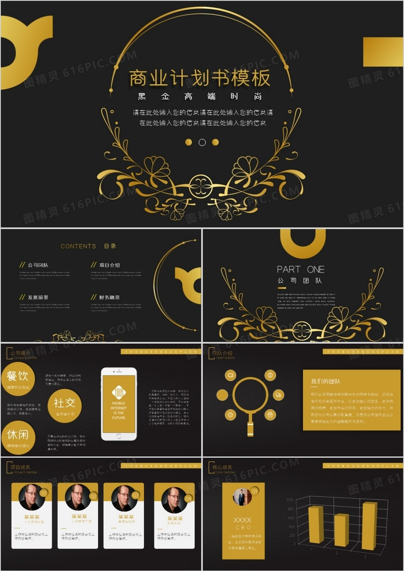 黑金高端时尚创业融资商业计划书PPT模板