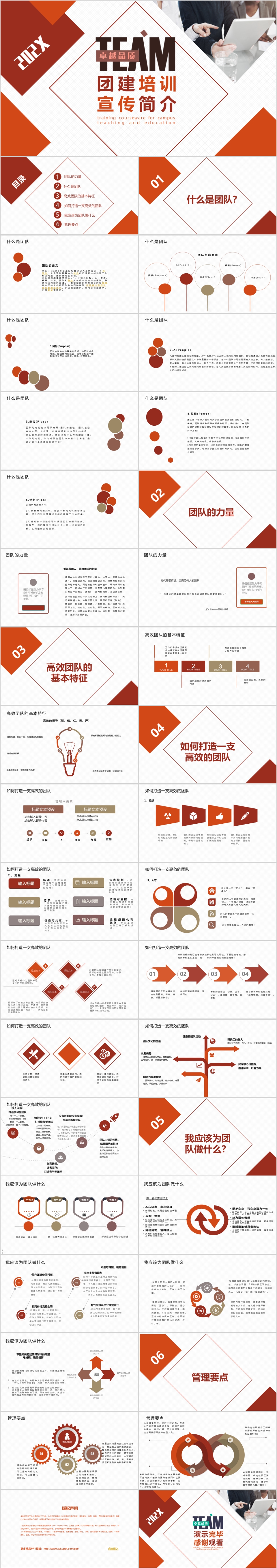 红色简约大气团队培训PPT模板