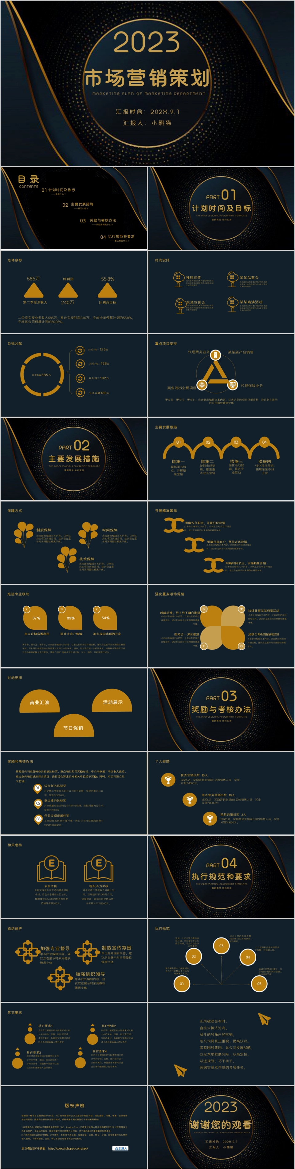 创意黑金市场营销策划PPT模版