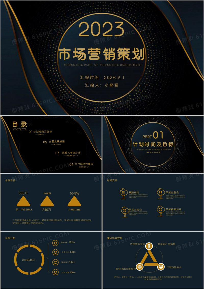 创意黑金市场营销策划PPT模版