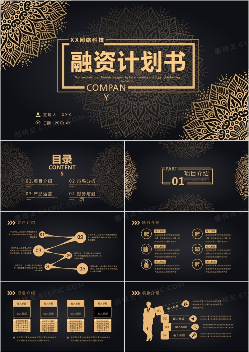 黑金大气风商业项目计划书PPT模板