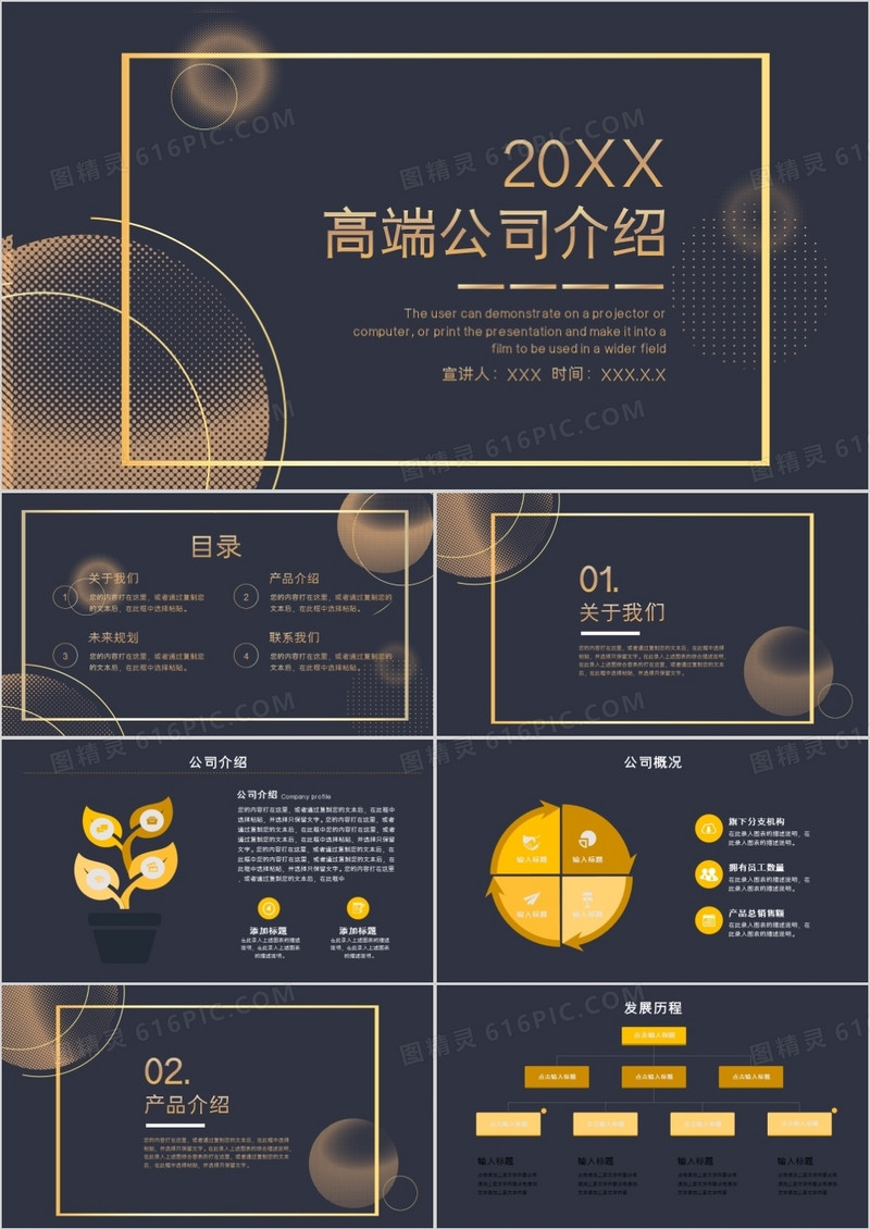 黑金大气高端企业公司介绍PPT模板
