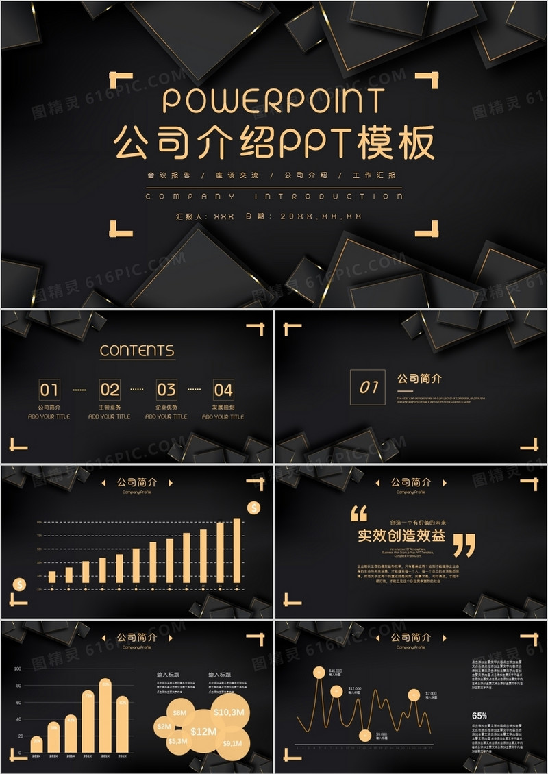 黑金大气公司介绍PPT模板