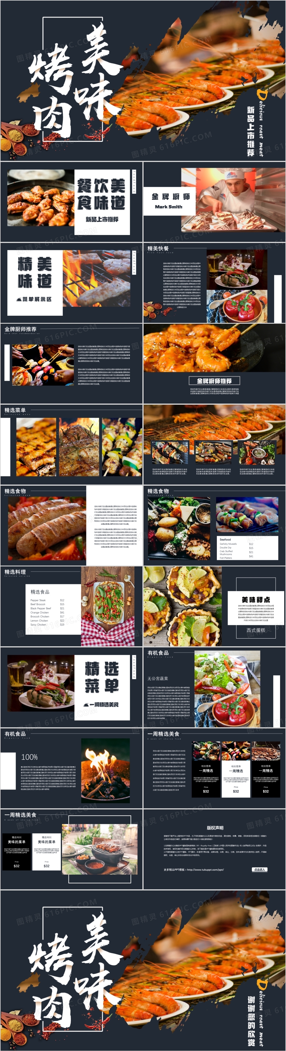 摄影配图创意通用美食相册PPT模板