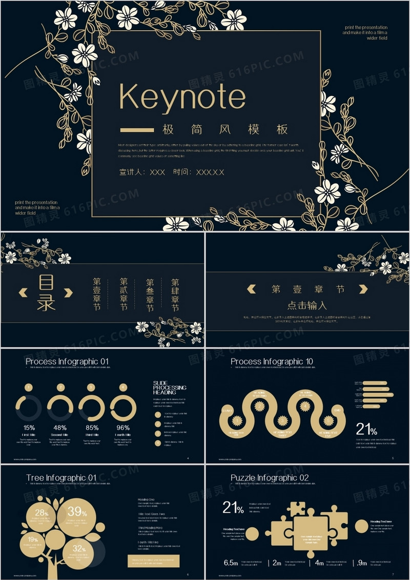 中国风蓝色典雅商务演示汇报keynote模板