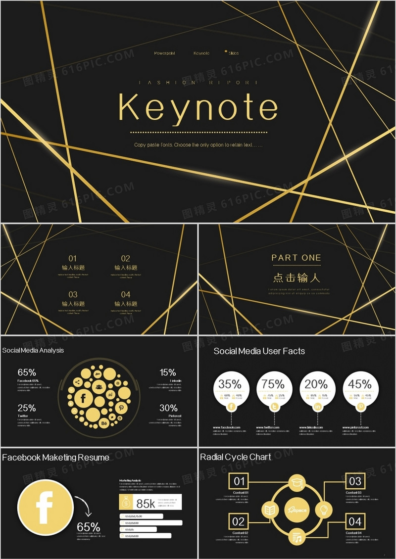 欧美风黑金大气演示汇报keynote模板