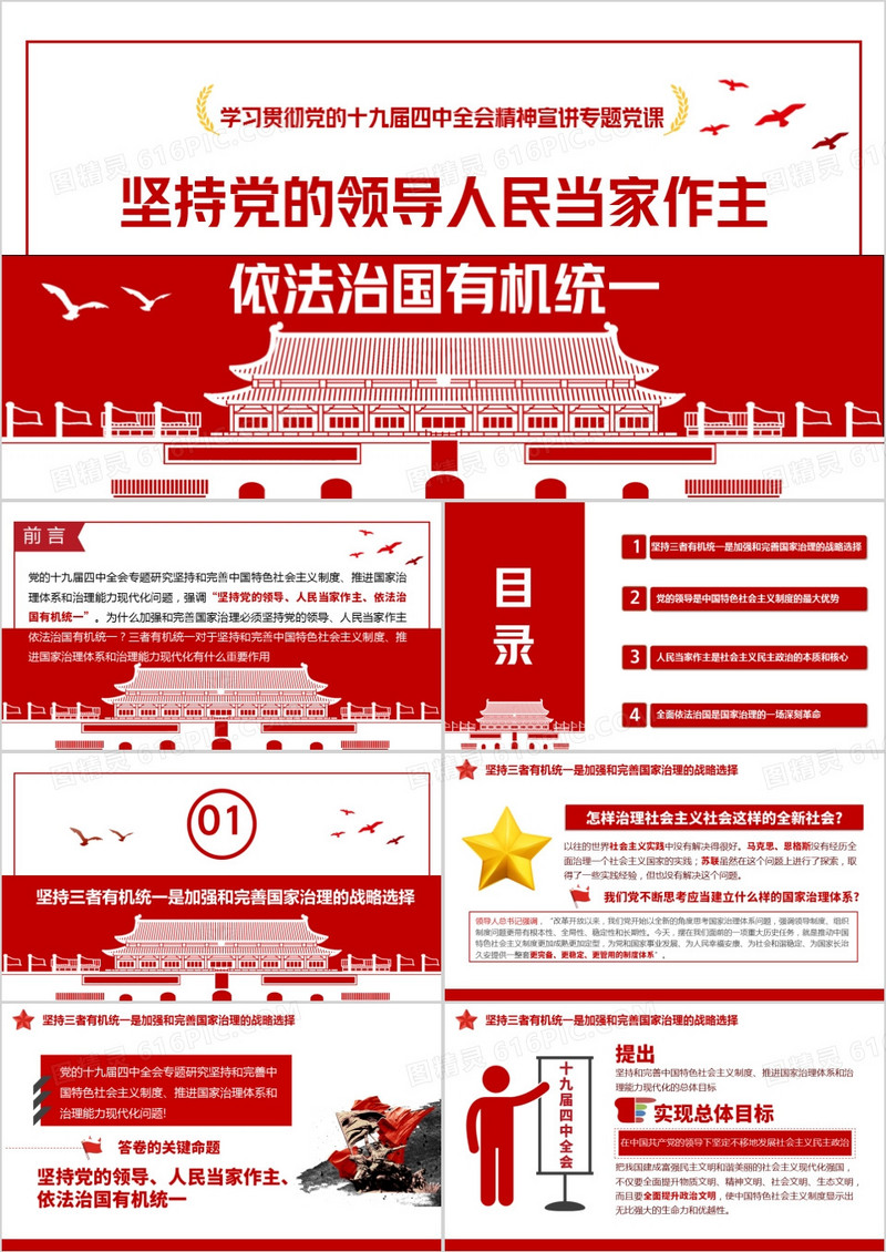 四中全会精神依法治国有机统一PPT模板