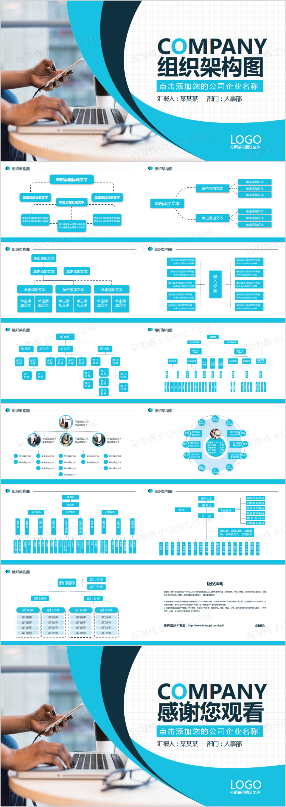 企业组织架构图大全PPT模板