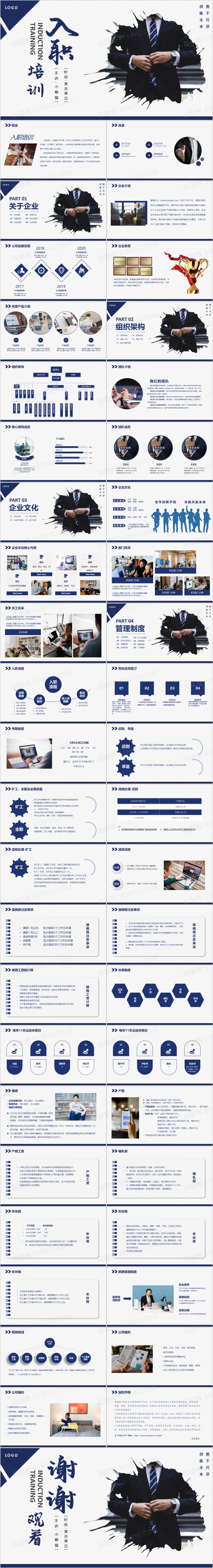 简约商务风公司企业新员工入职培训PPT模板