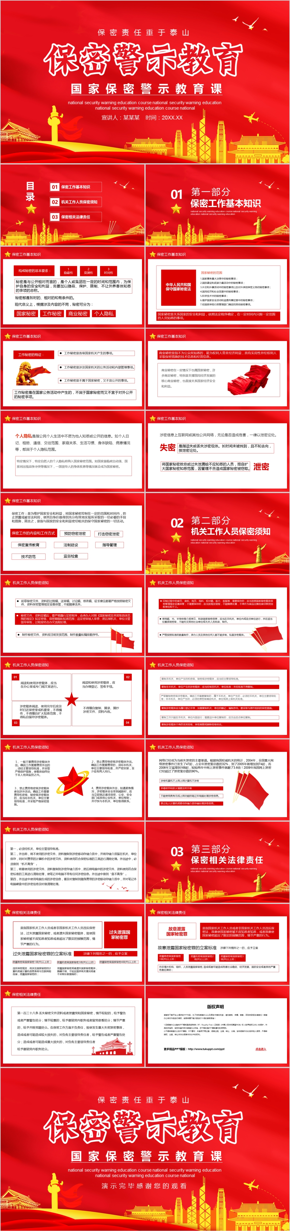 国家保密警示教育课动态PPT模板