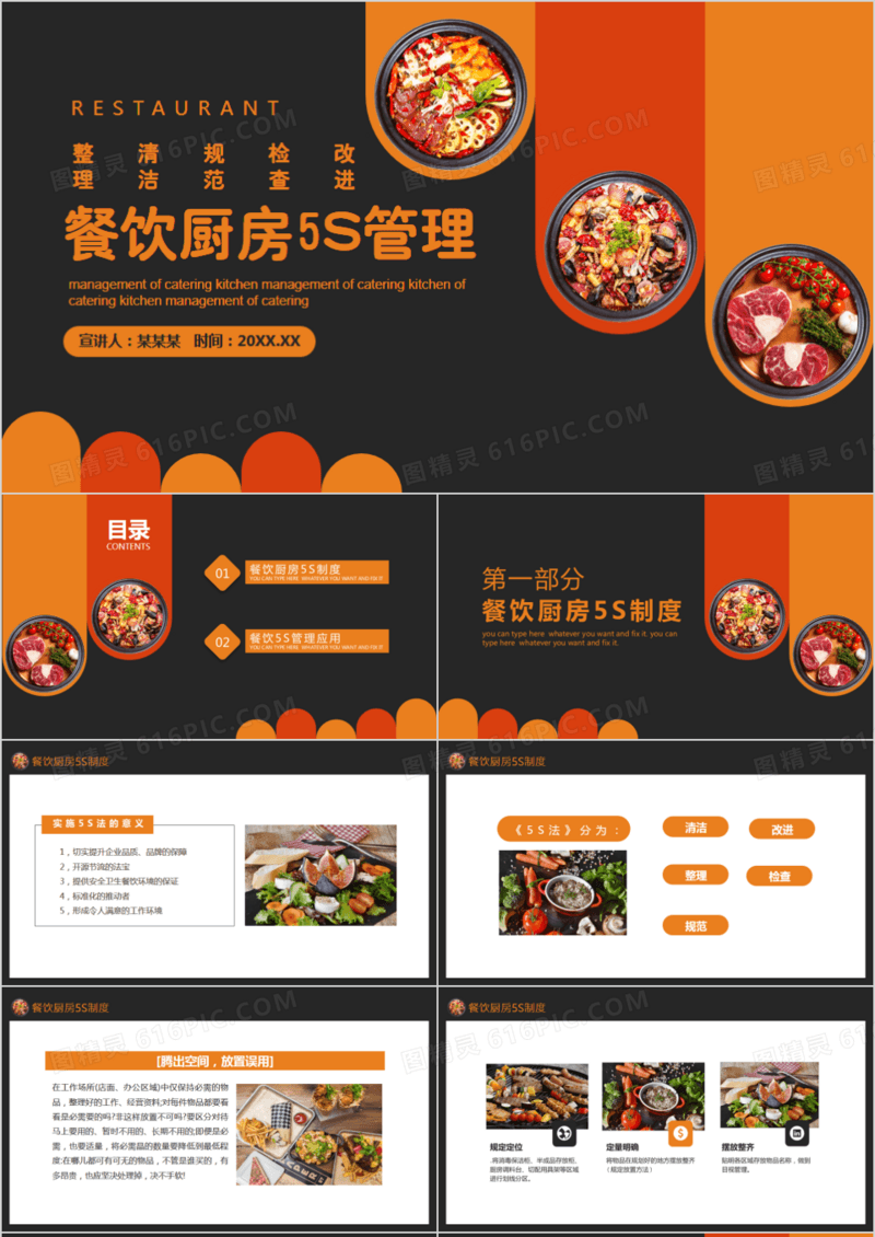 餐饮厨房5S管理动态PPT模板