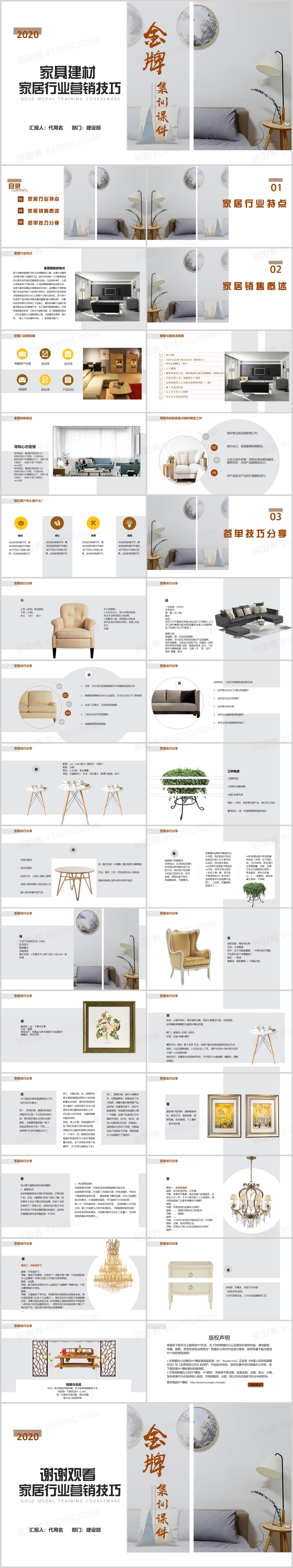 商务风家具建材家居行业营销技巧通用PPT模板