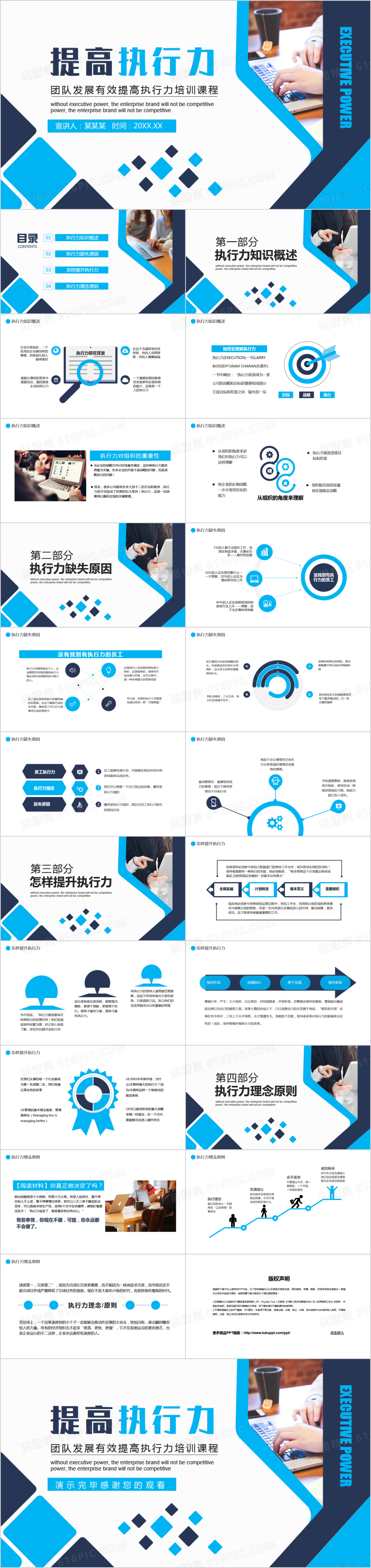 团队发展有效提高执行力培训课程动态PPT模板