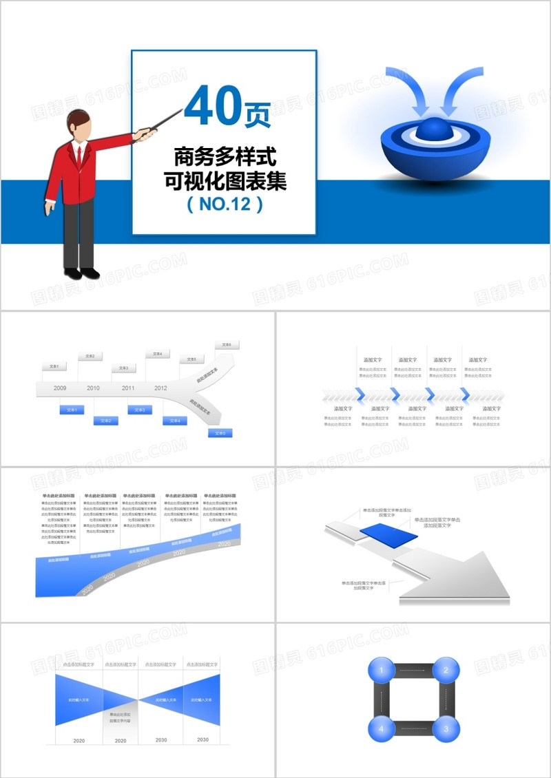 40页商务多样式可视化图表集PPT模板