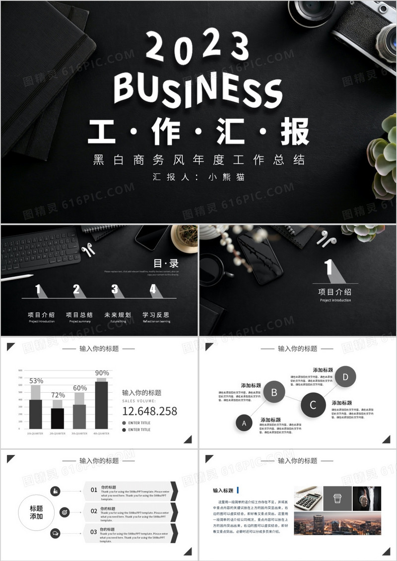 黑色商务2023年终工作汇报PPT模板