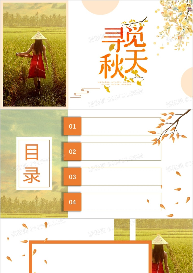 寻觅秋天PPT背景模板