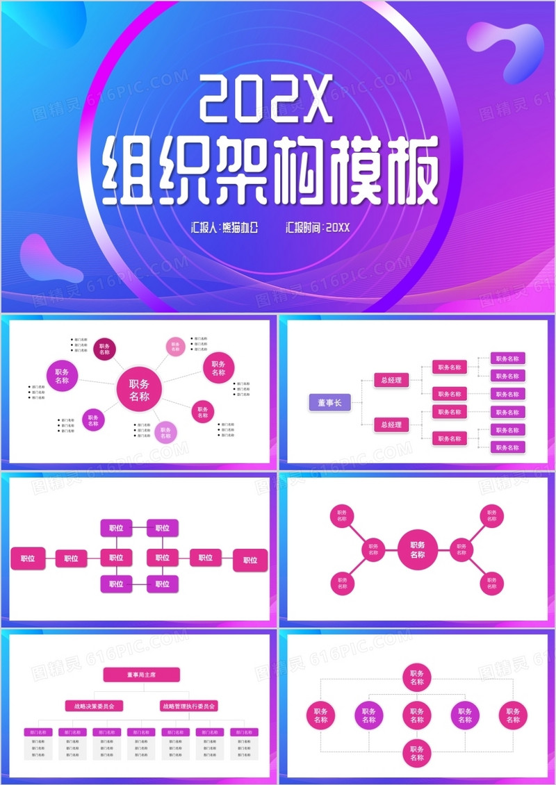 企业组织架构图PPT模板