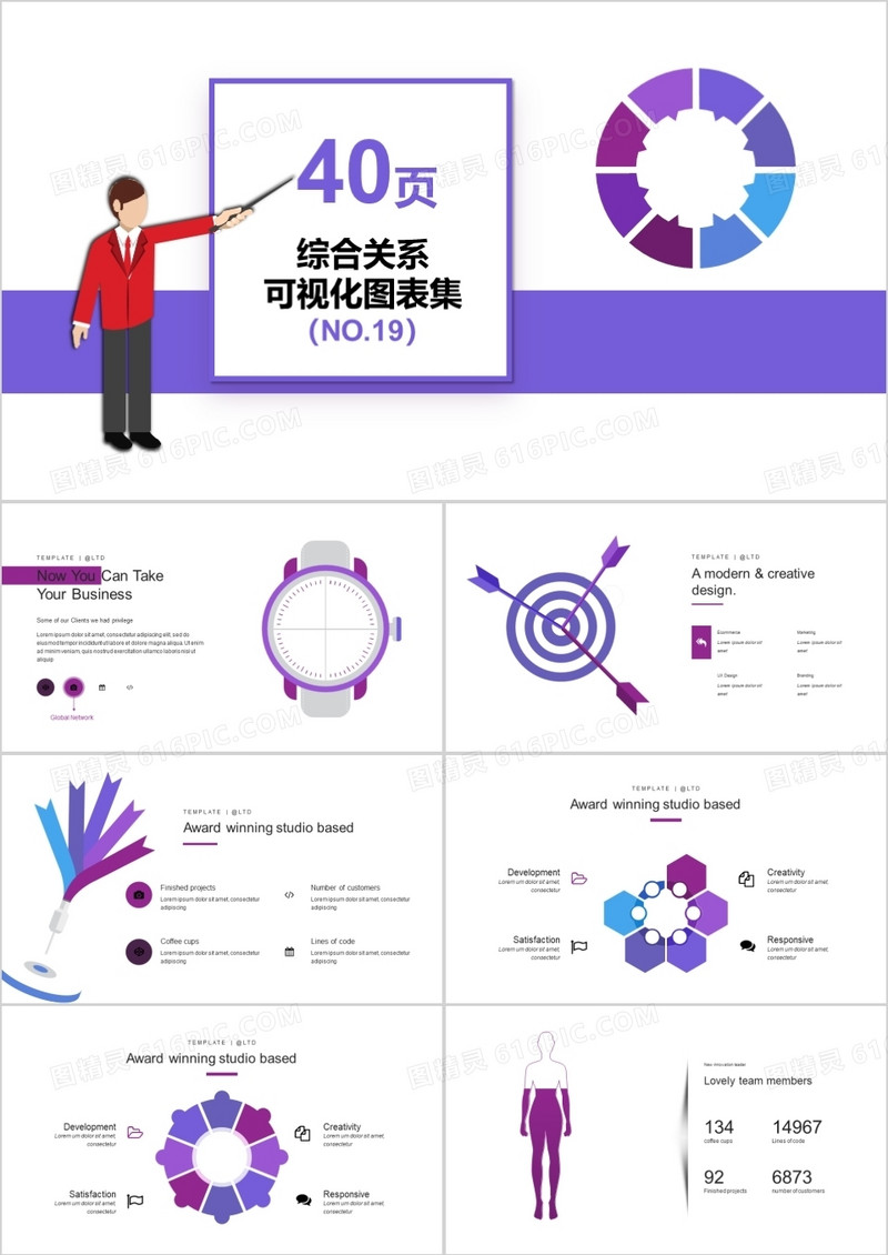 40页综合关系可视化图表集PPT模板