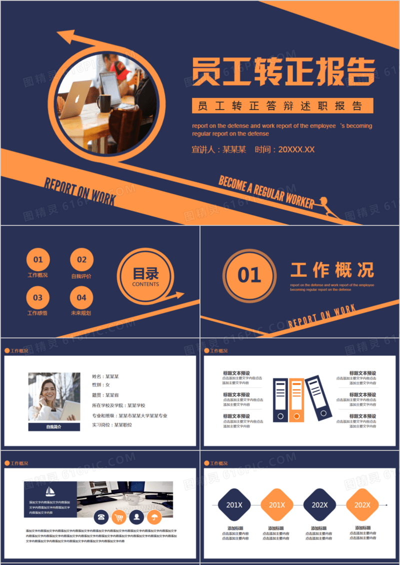 员工转正答辩述职报告动态PPT模板