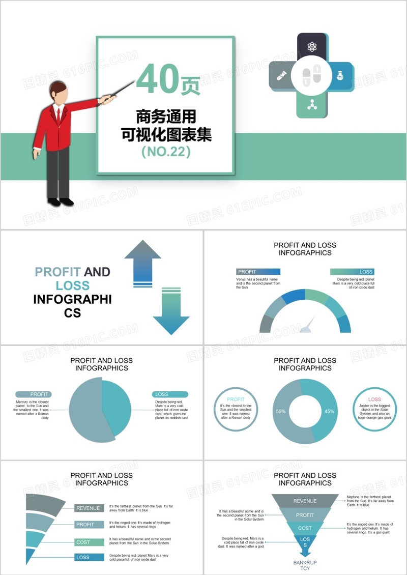 40页商务通用可视化图表集PPT模板