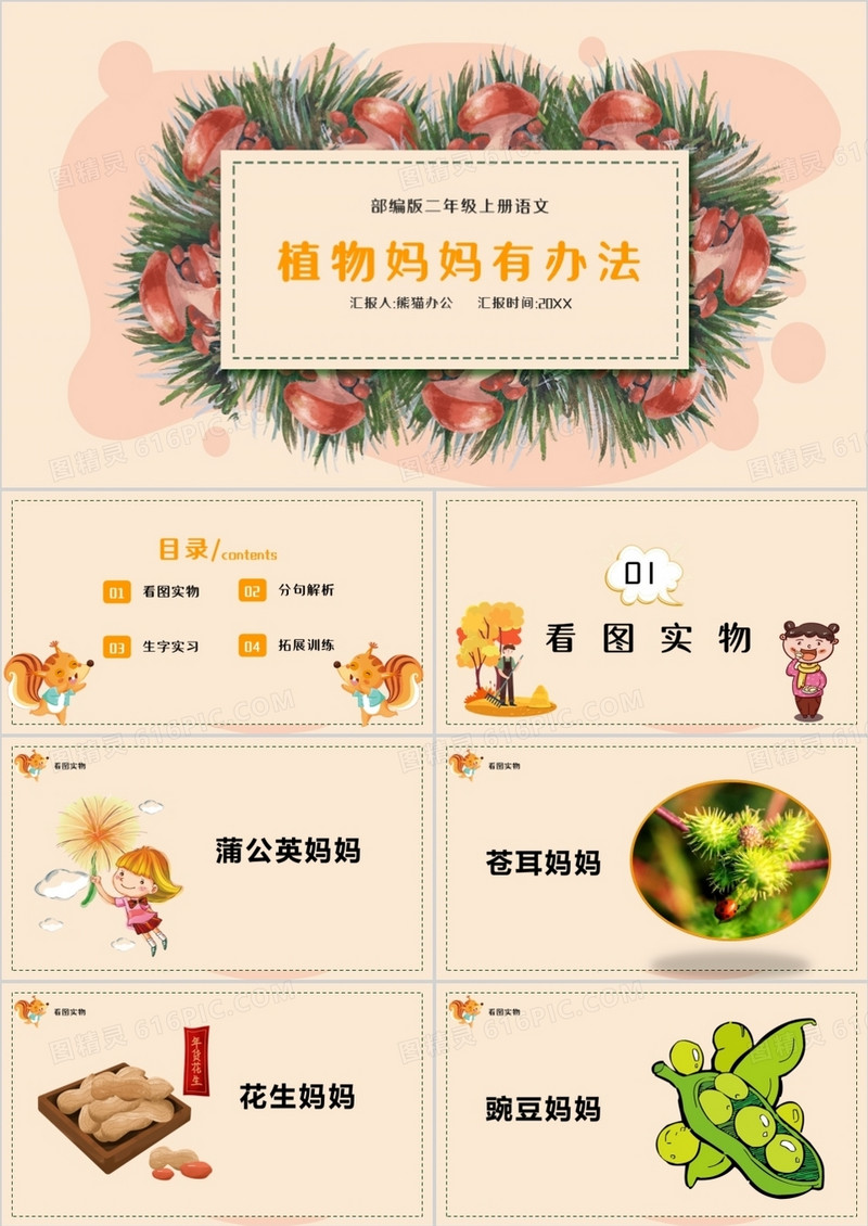 部编版二年级语文上册植物妈妈有办法课件PPT模板