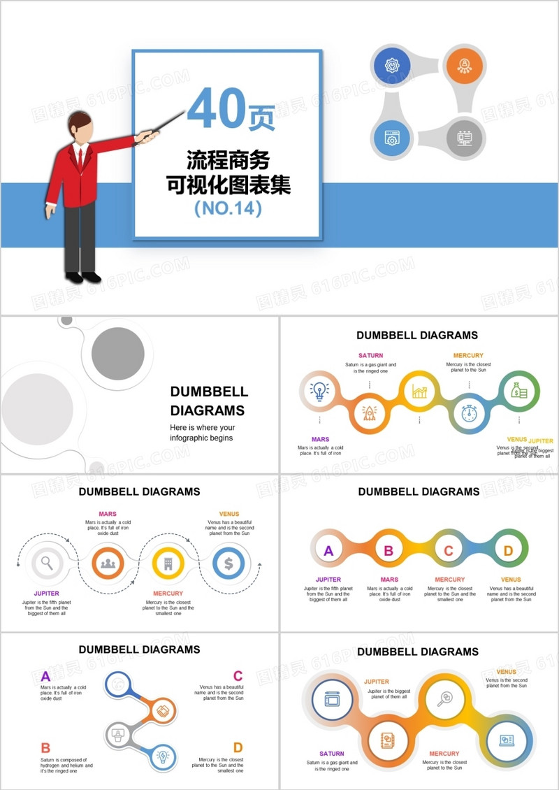 40页流程商务可视化图表集PPT模板