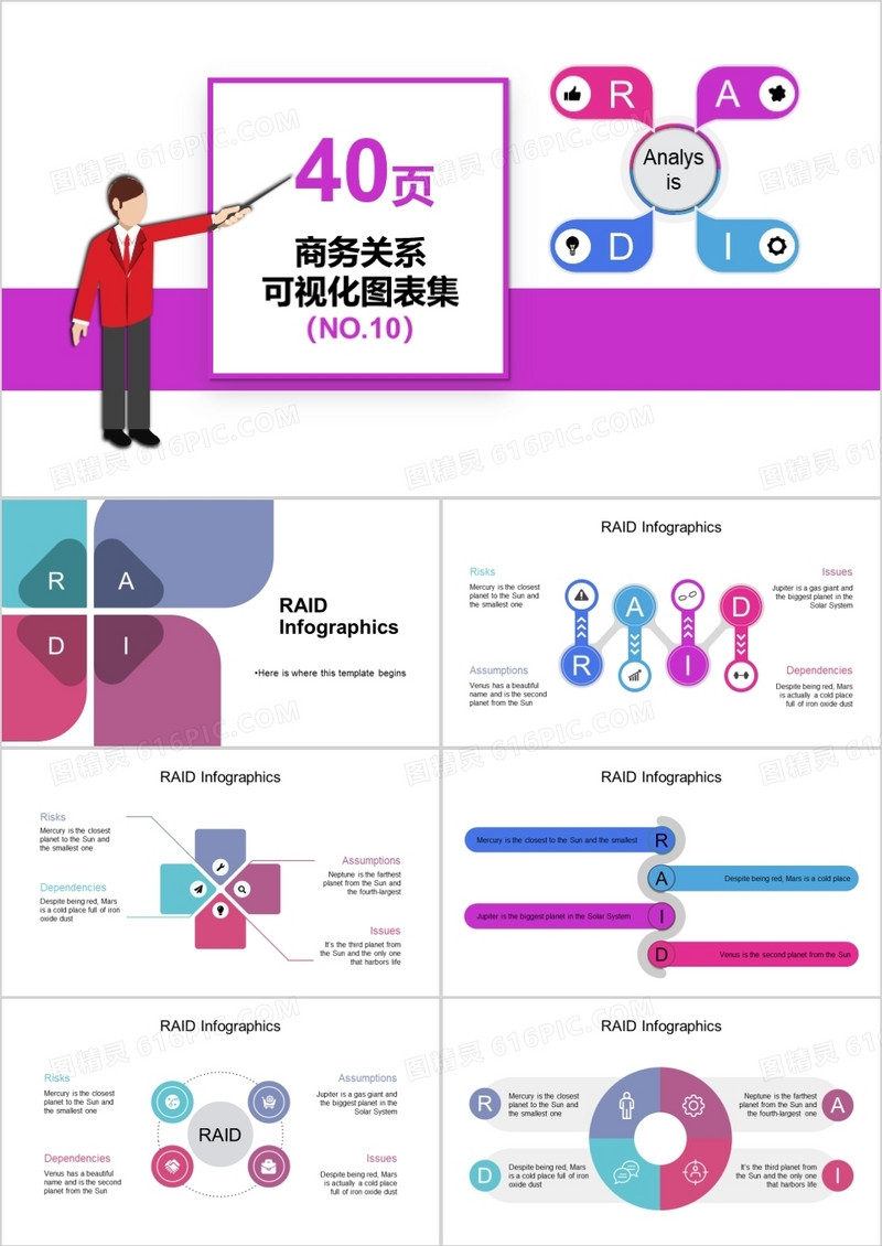 40页商务关系可视化图表集PPT模板