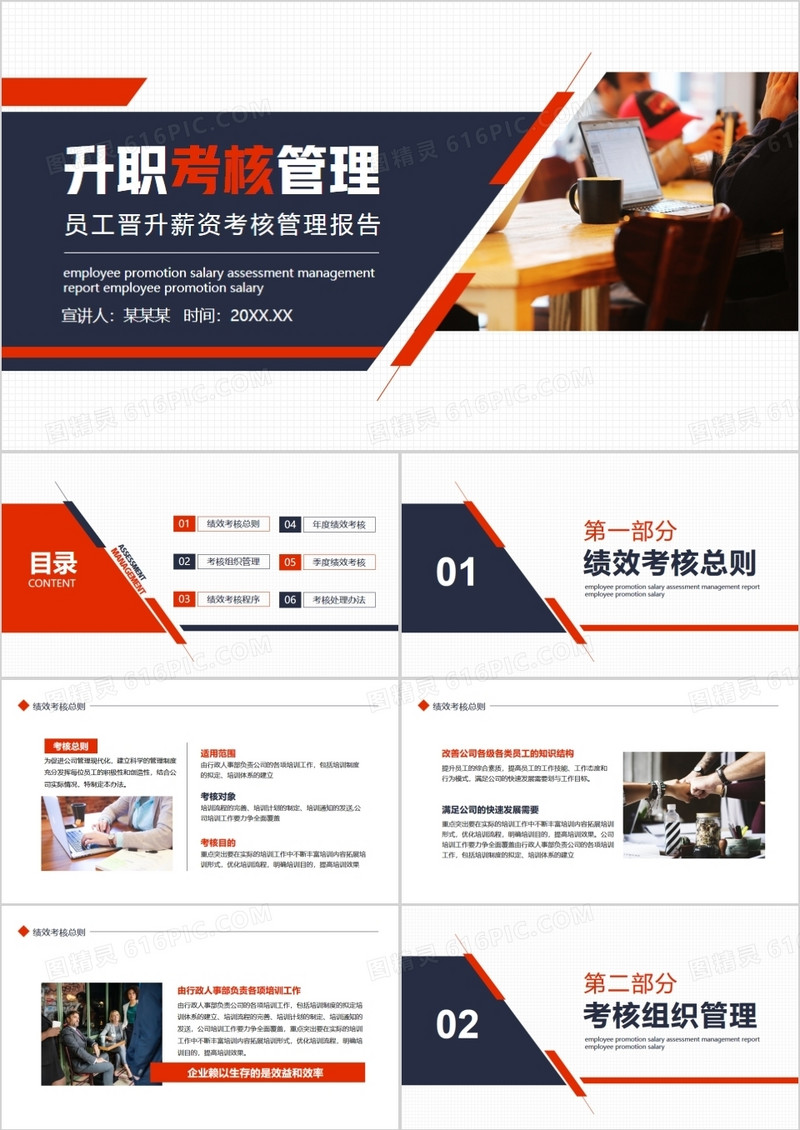 员工晋升薪资考核管理报告动态PPT