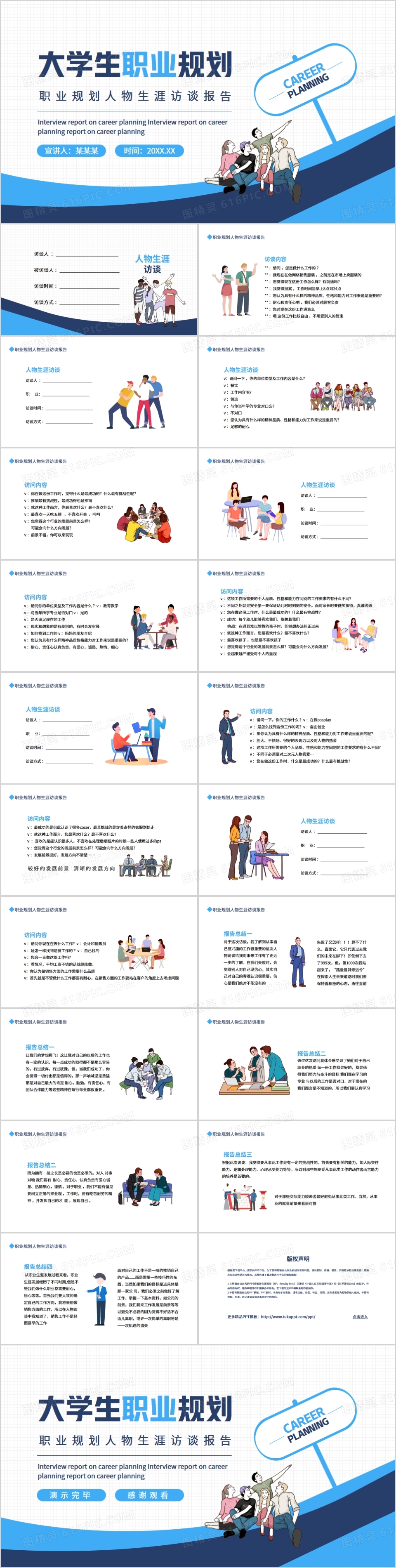 大学生职业规划人物生涯访谈报告动态PPT