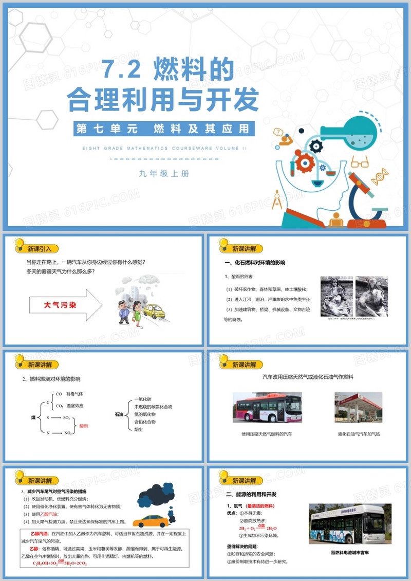 部编版九年级化学上册燃料的合理利用与开发课件PPT模板