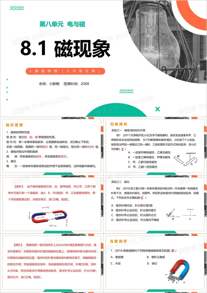 部编版九年级物理全册磁现象课件PPT模板