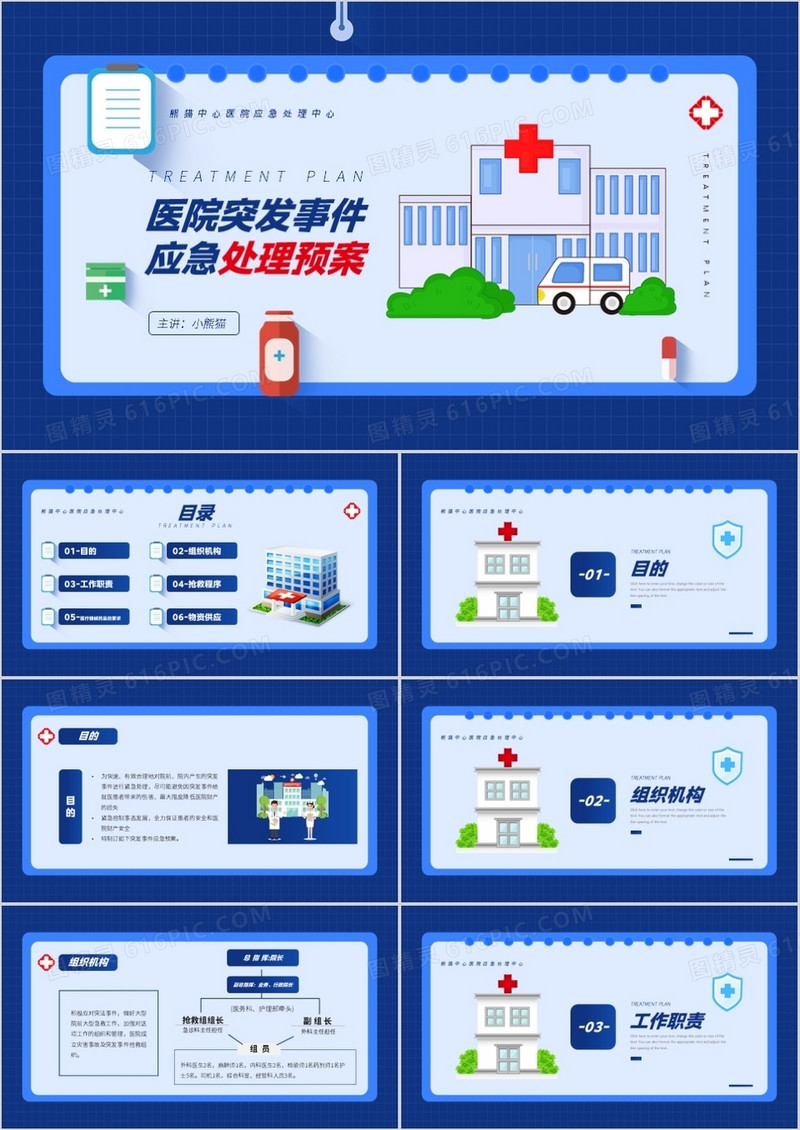 蓝色简约风医院突发事件应急预案PPT模板