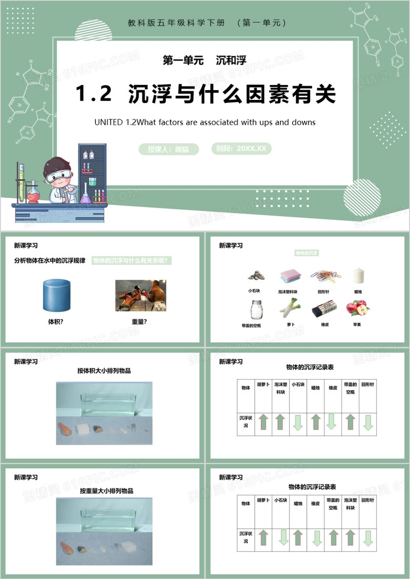 教科版五年级科学下册沉浮与什么因素有关课件PPT模板