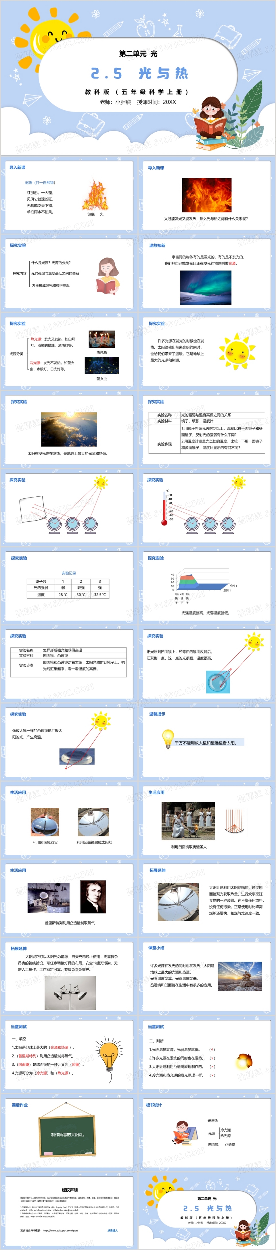 部编版五年级科学上册光与热PPT模板