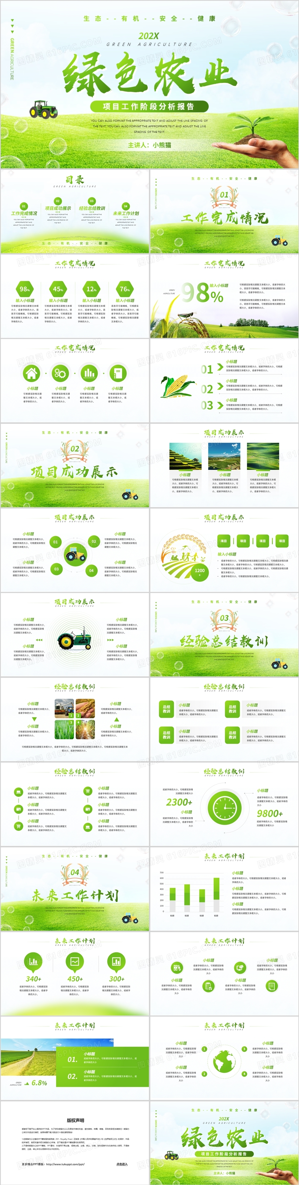 绿色清新简约风农业项目分析报告PPT模板