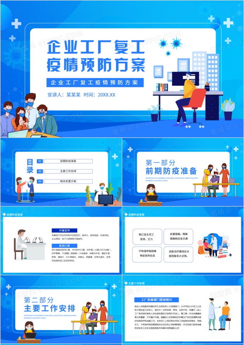 企业工厂复工疫情预防方案动态PPT