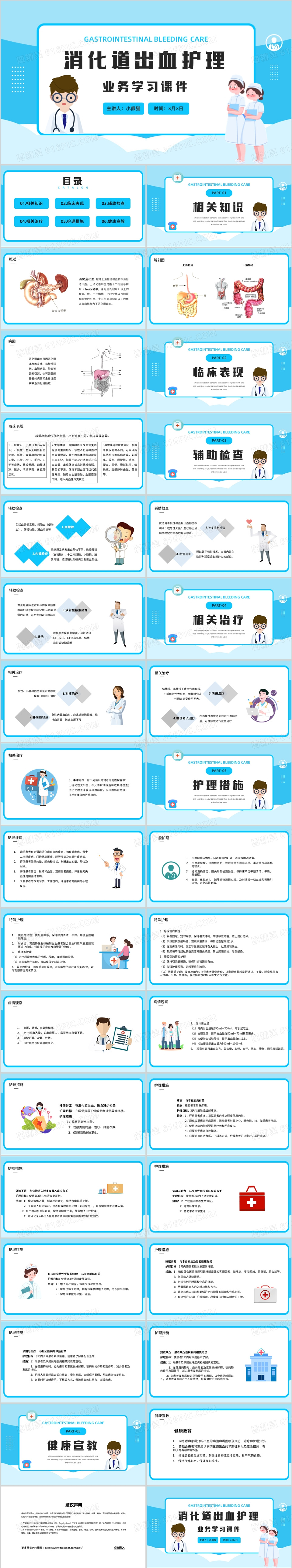 消化道出血护理查房业务学习课件PPT模板