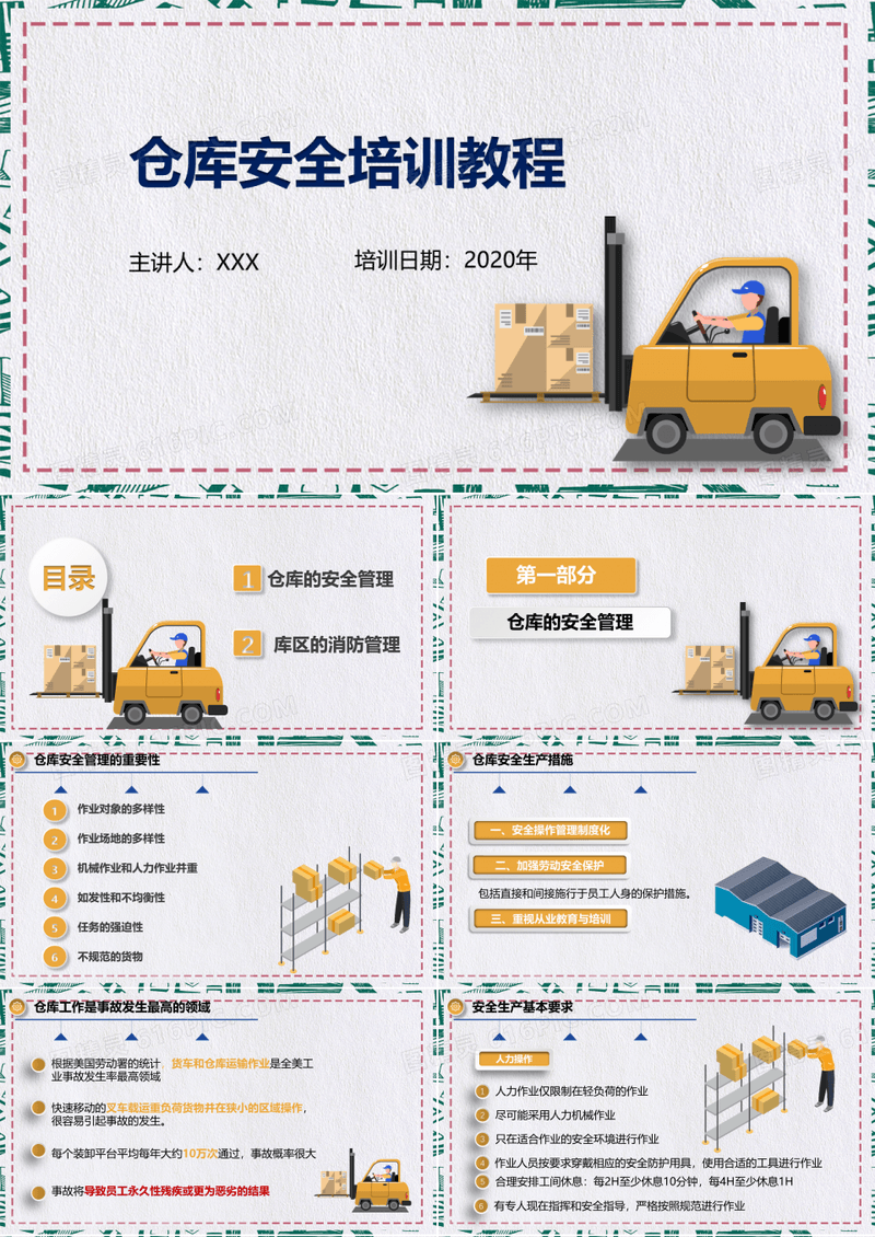 仓储物流仓库安全培训教育课件ppt模板
