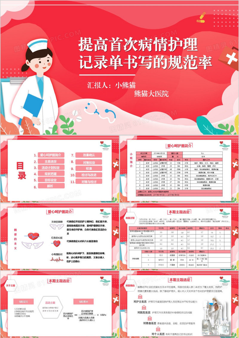 提高首次病情护理品管圈病历单书写规范PPT模板