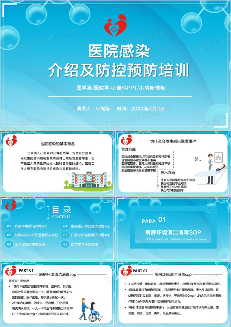 医院感染介绍防控预防培训课件PPT模板