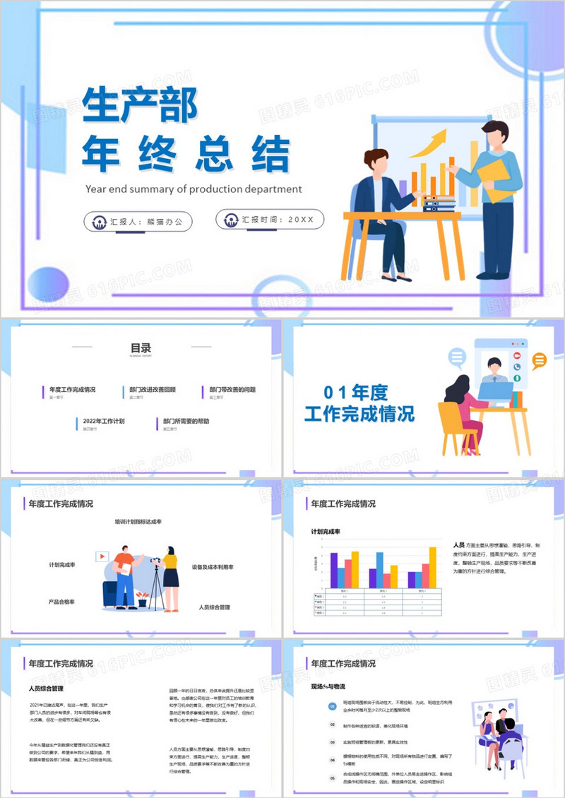 生产部工作总结年终总结PPT模板