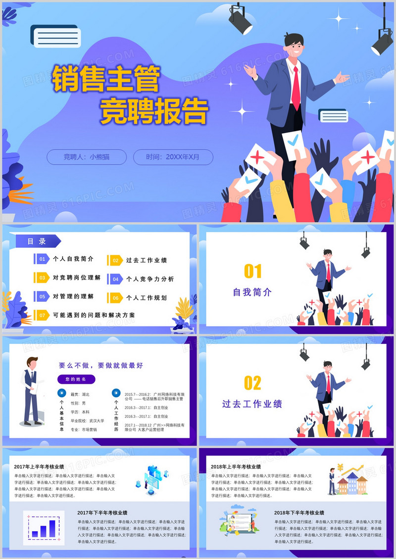 销售主管岗位竞聘述职报告PPT模板