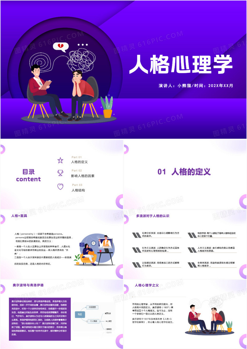 人格心理学课件演讲汇报PPT模板
