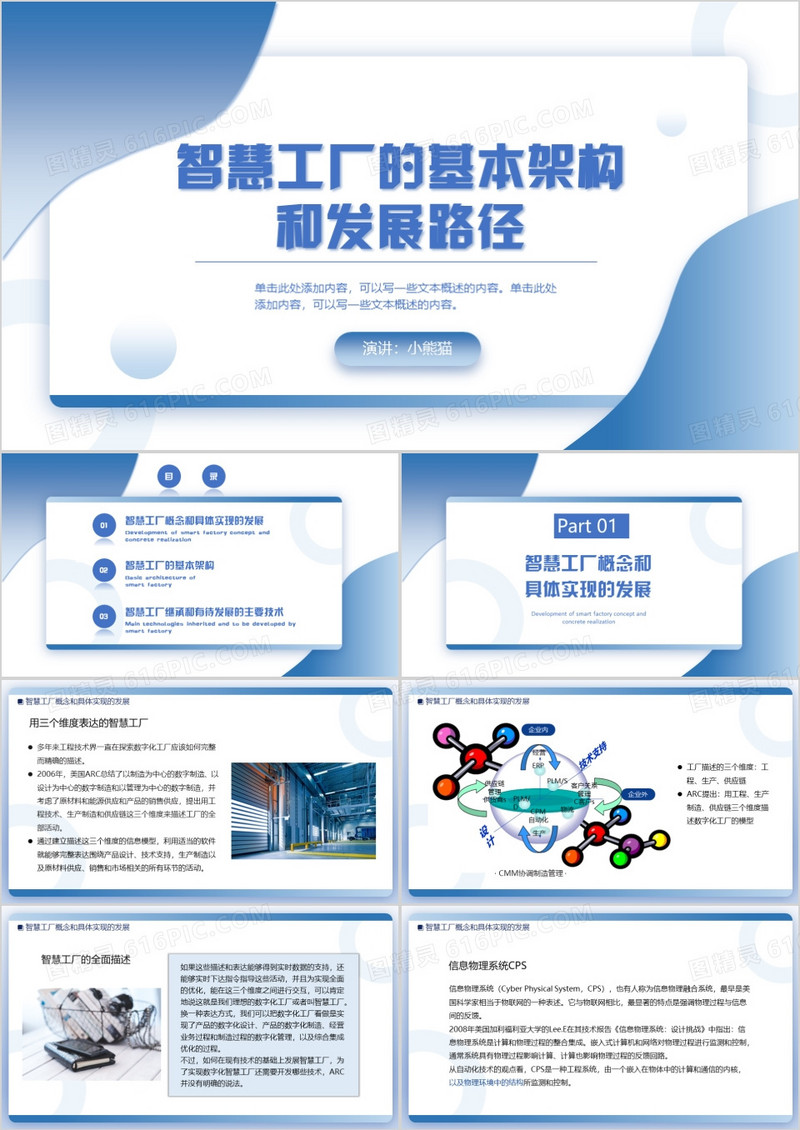智慧工厂的基本架构和发展路径PPT模板