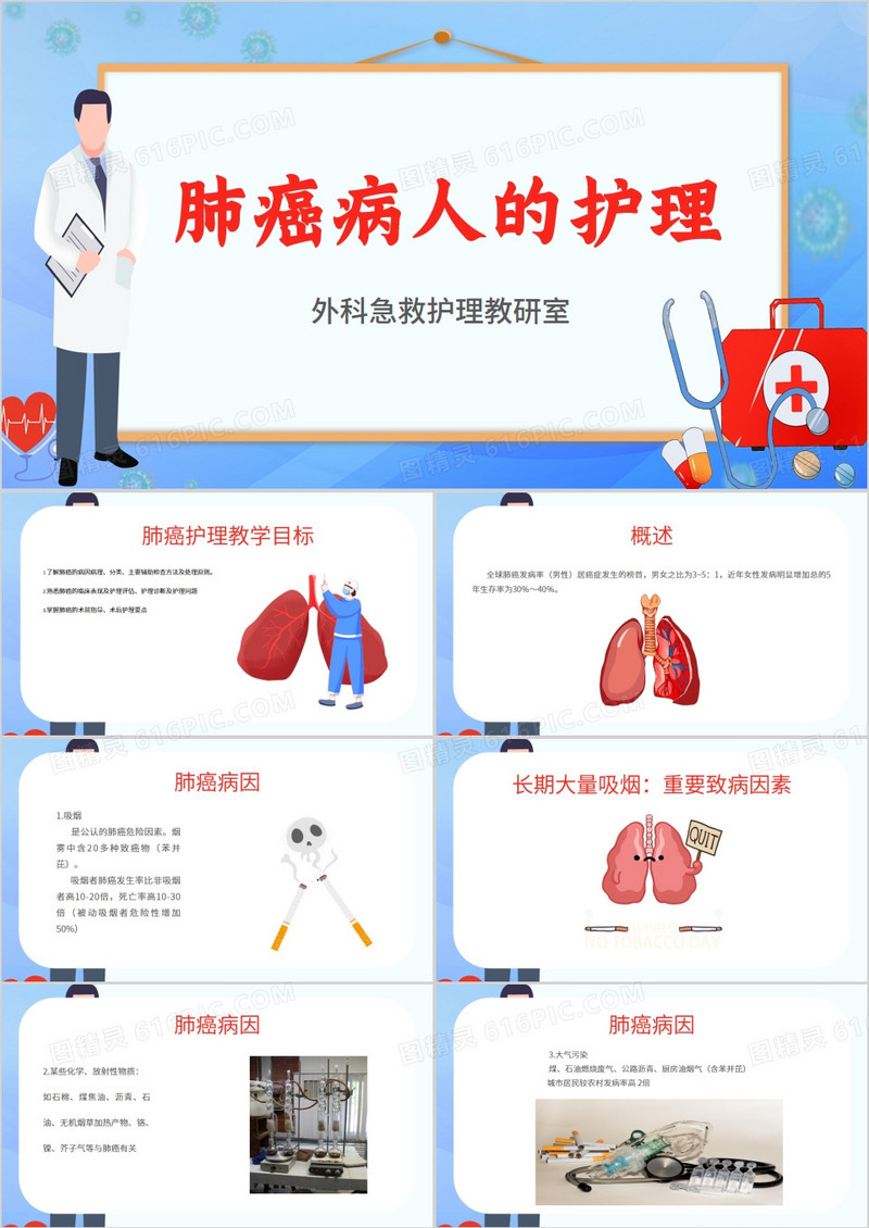 肺癌病人急救护理教学教研室PPT模板