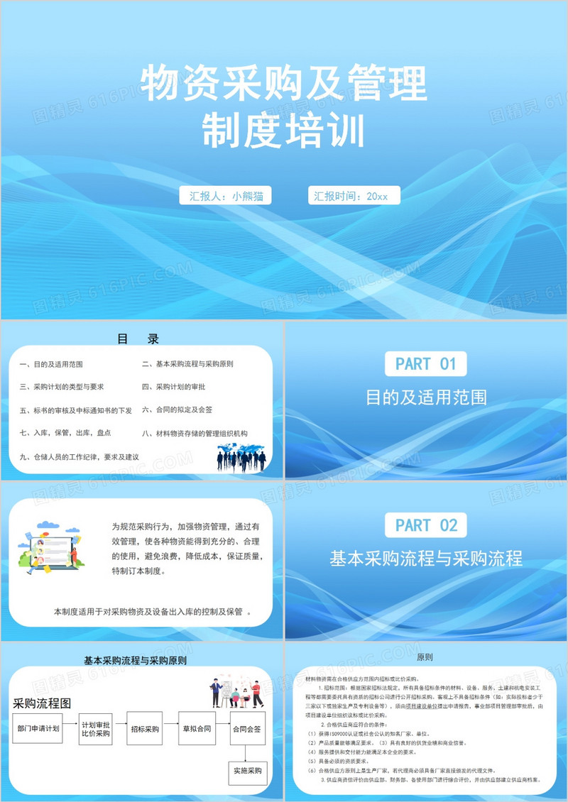 简约风物资采购及管理制度培训PPT模板