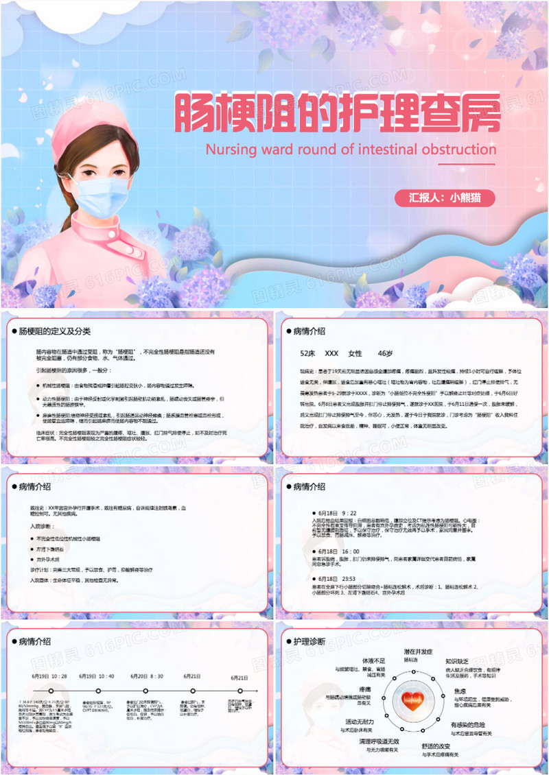 清新简约风肠梗阻护理查房PPT模板